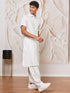 Men's White Viscose Kurta And Patiala Set